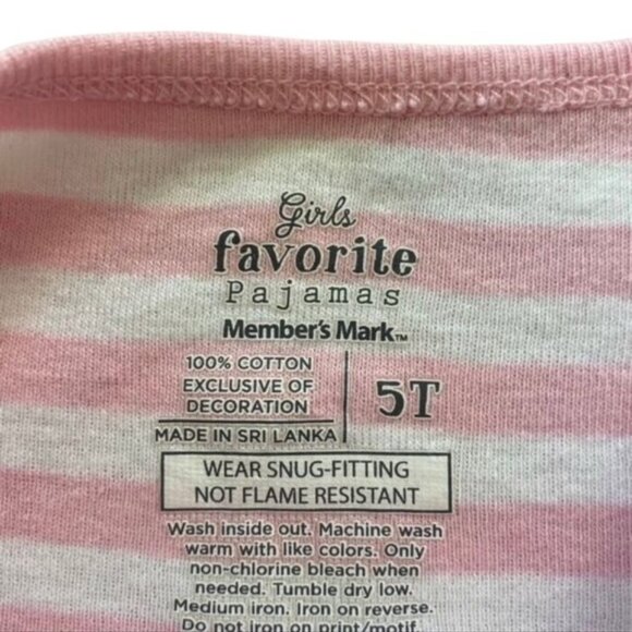 Girls Size 5T Pink Striped Swan Short Pajamas - Picture 3 of 3